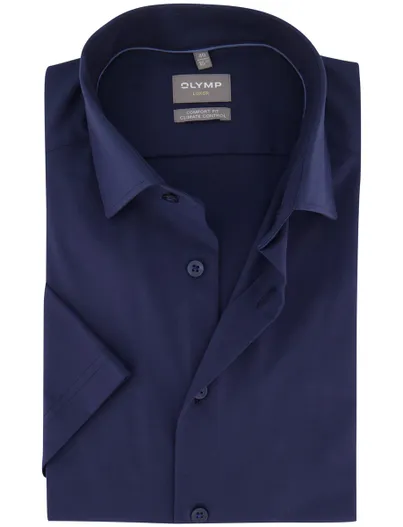 Olymp Overhemd OLYMP Comfort Fit donkerblauw korte mouw strijkvrij