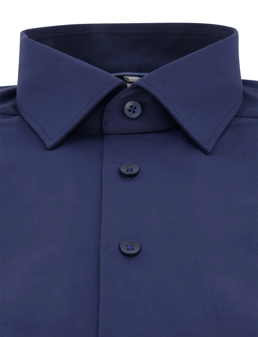 Donkerblauw overhemd OLYMP Comfort Fit korte mouw strijkvrij