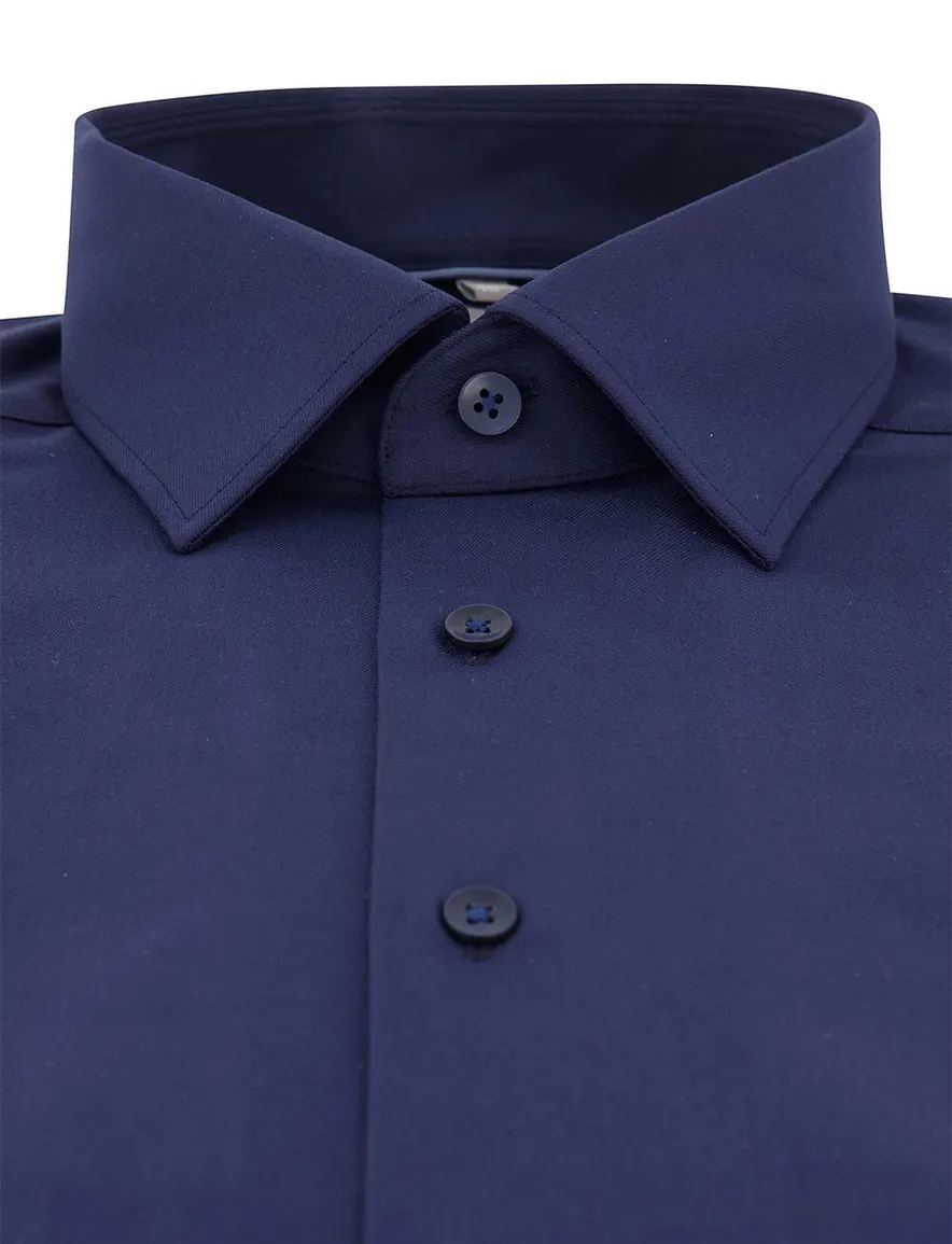 OLYMP Comfort Fit overhemd donkerblauw korte mouw
