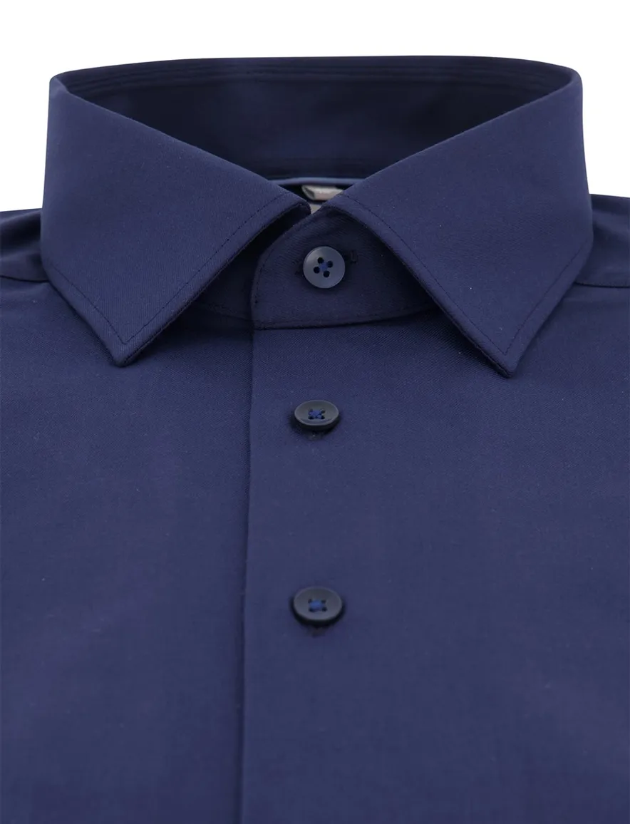 Overhemd OLYMP Comfort Fit donkerblauw korte mouw strijkvrij