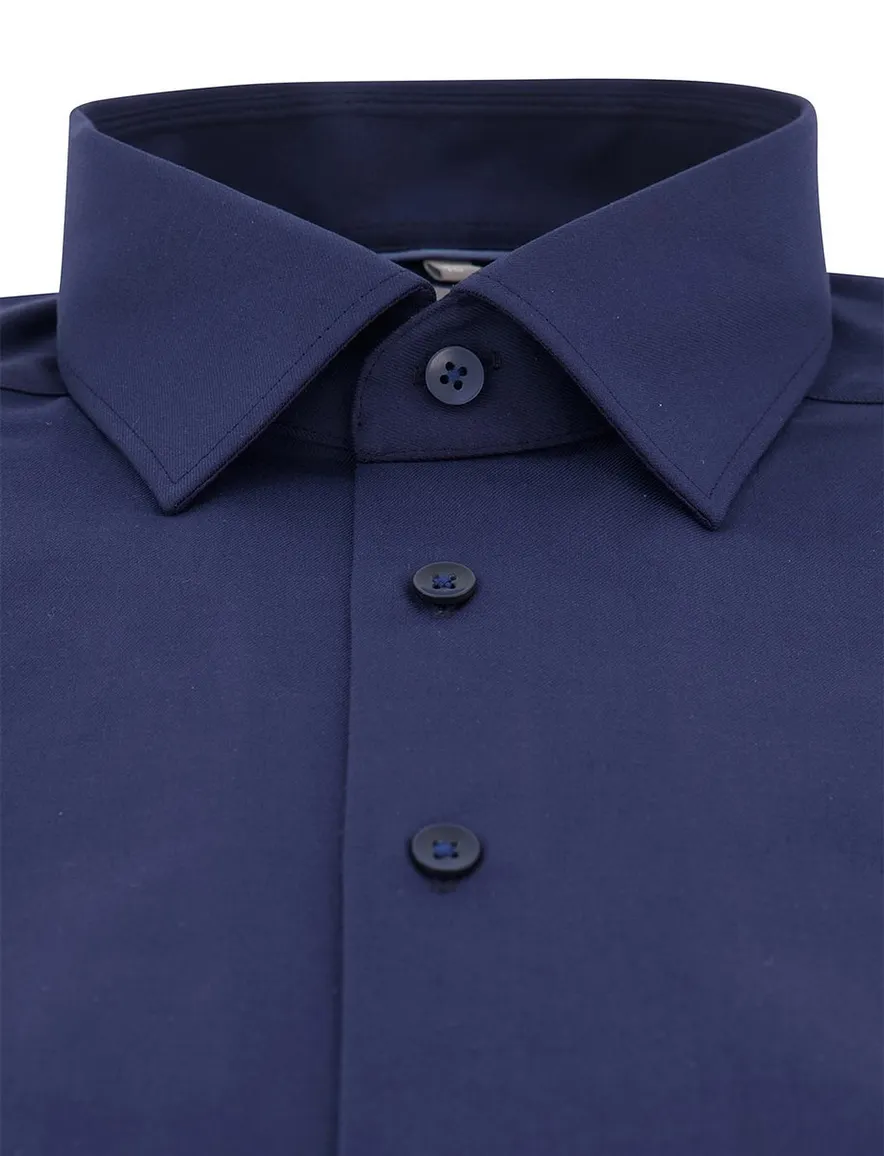 Overhemd OLYMP Comfort Fit donkerblauw korte mouw strijkvrij