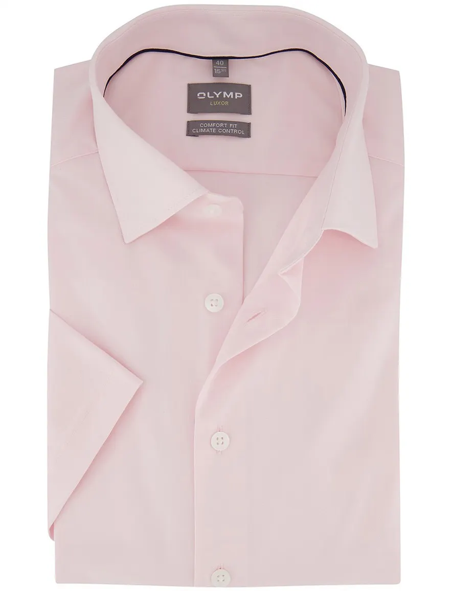 OLYMP Comfort Fit overhemd roze korte mouw