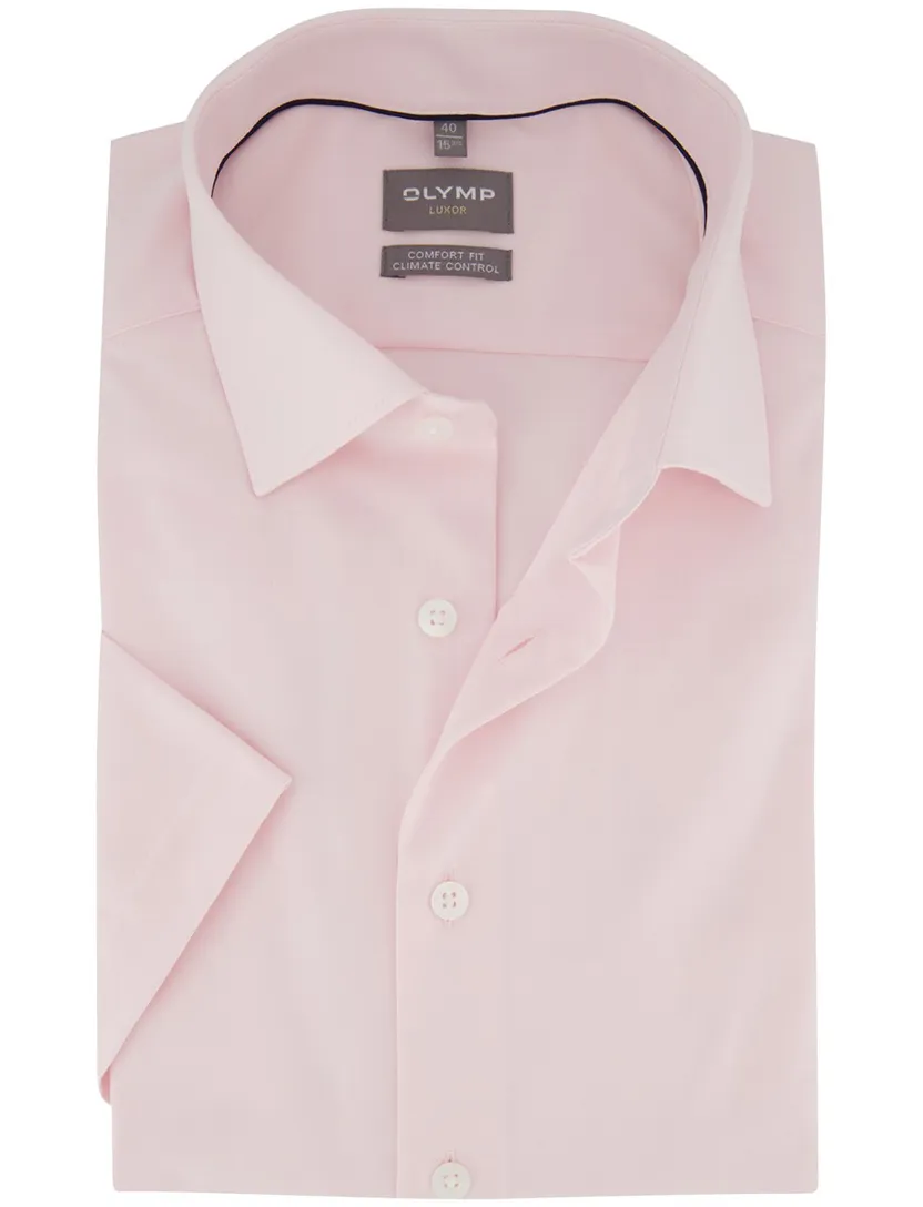 Roze overhemd OLYMP Comfort Fit korte mouw strijkvrij