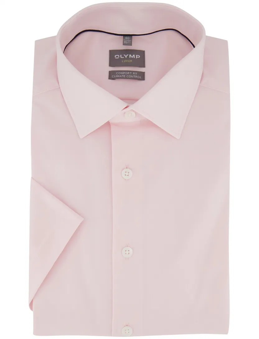 Roze overhemd OLYMP Comfort Fit korte mouw strijkvrij