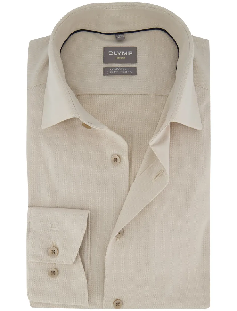 Overhemd Olymp beige wijde fit sem-wide spread boord