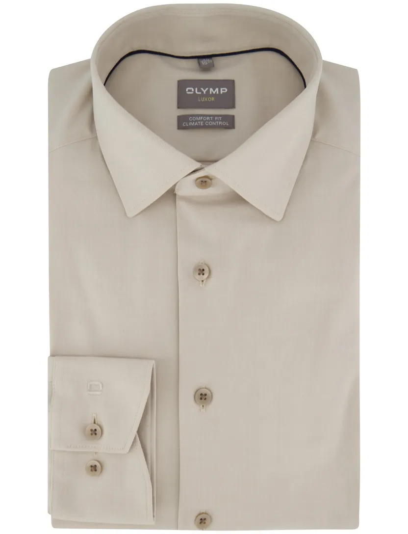 Overhemd Olymp beige wijde fit sem-wide spread boord