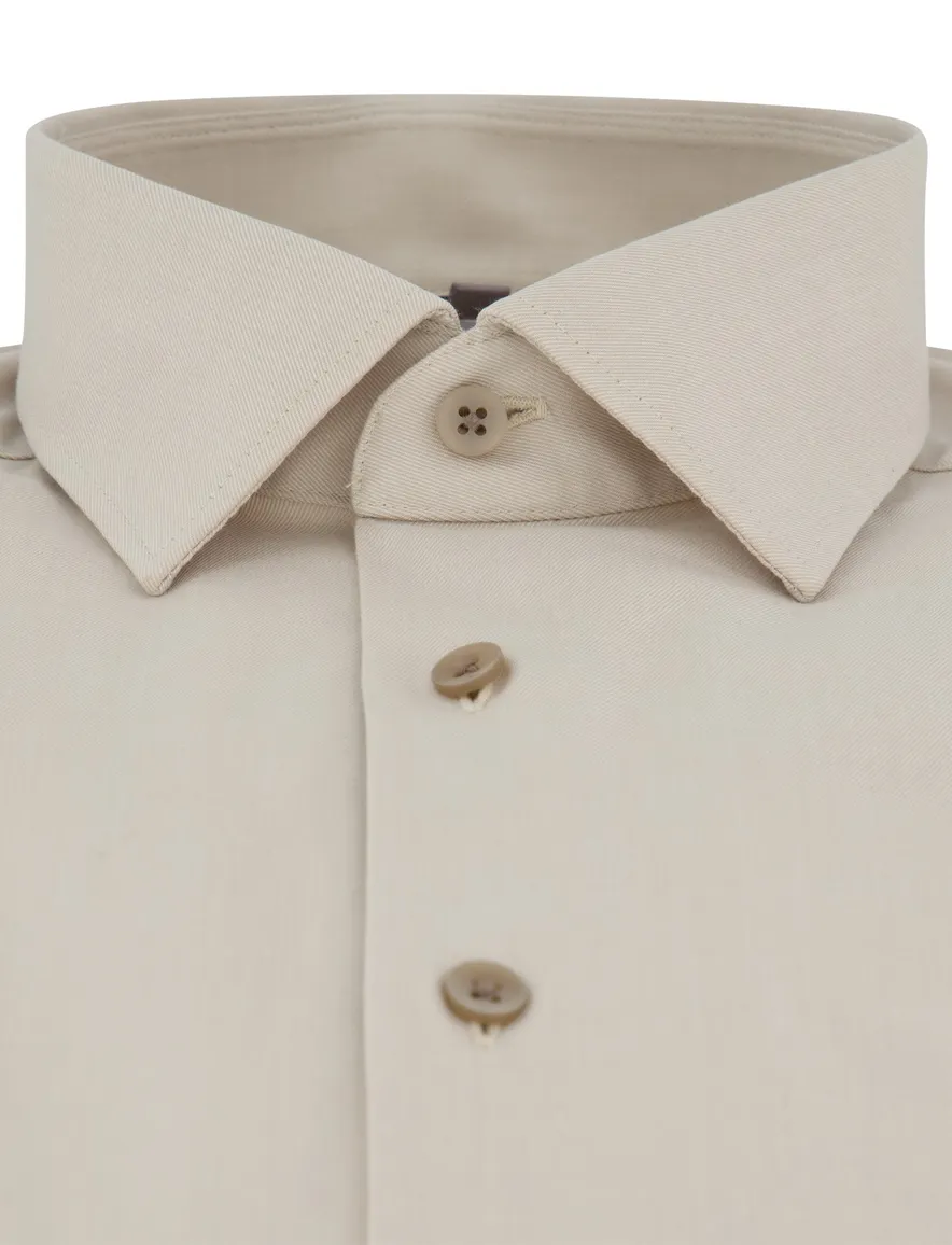 OLYMP Comfort Fit overhemd beige effen