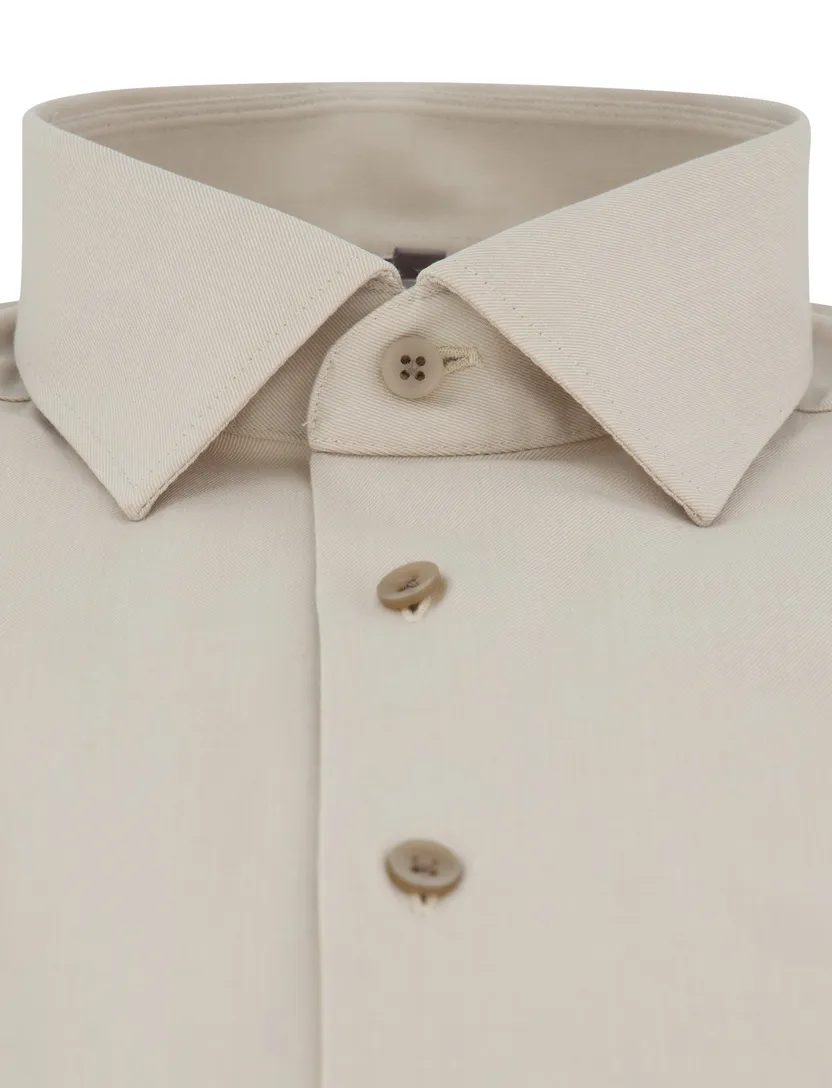 Overhemd Olymp beige wijde fit sem-wide spread boord