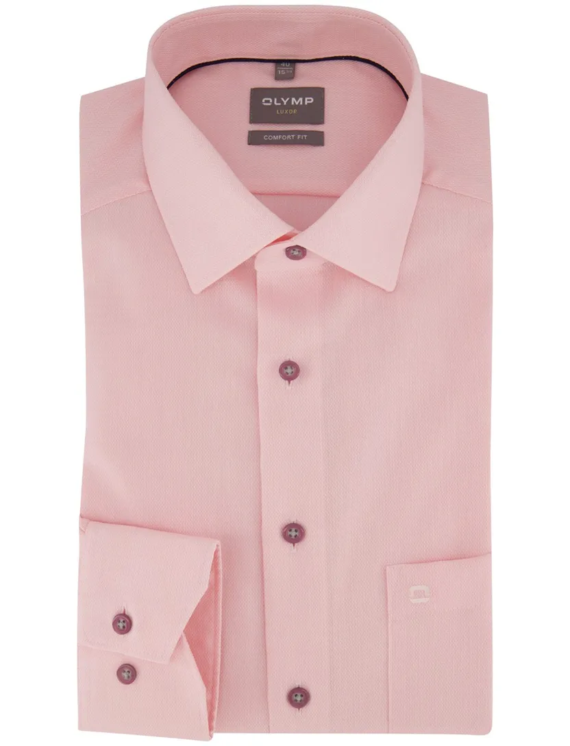 Roze overhemd OLYMP Comfort Fit katoen strijkvrij