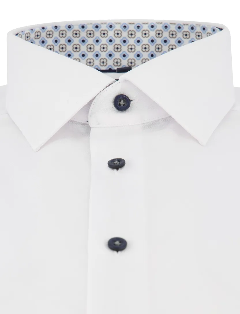 Wit overhemd Olymp semi-wide collar 100% katoen modern fit