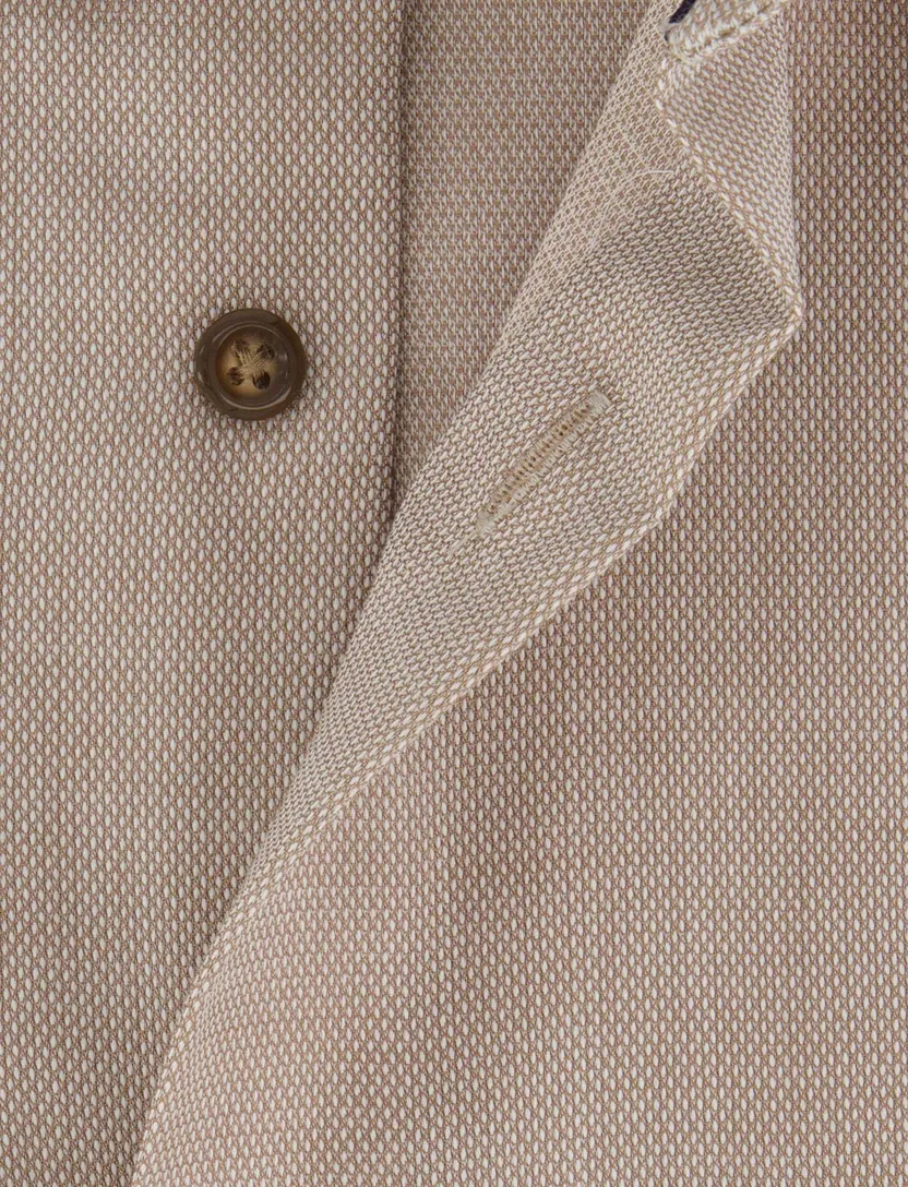 bruin overhemd Olymp semi-wide collar 100% katoen normale fit