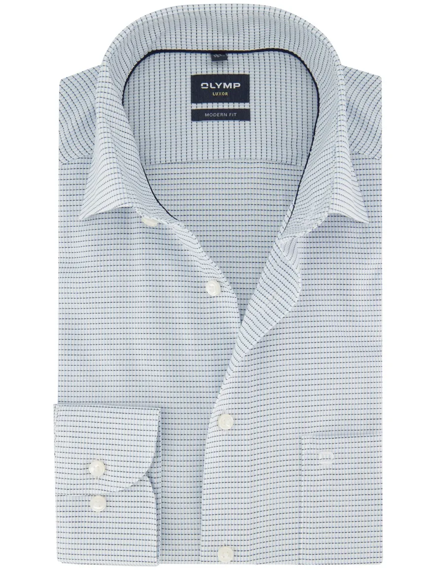 Lichtblauw print overhemd OLYMP Luxor Modern Fit