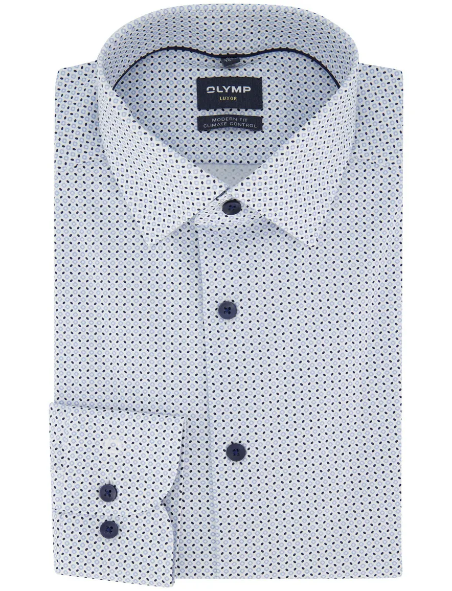 Olymp modern fit overhemd blauw strijkvrij
