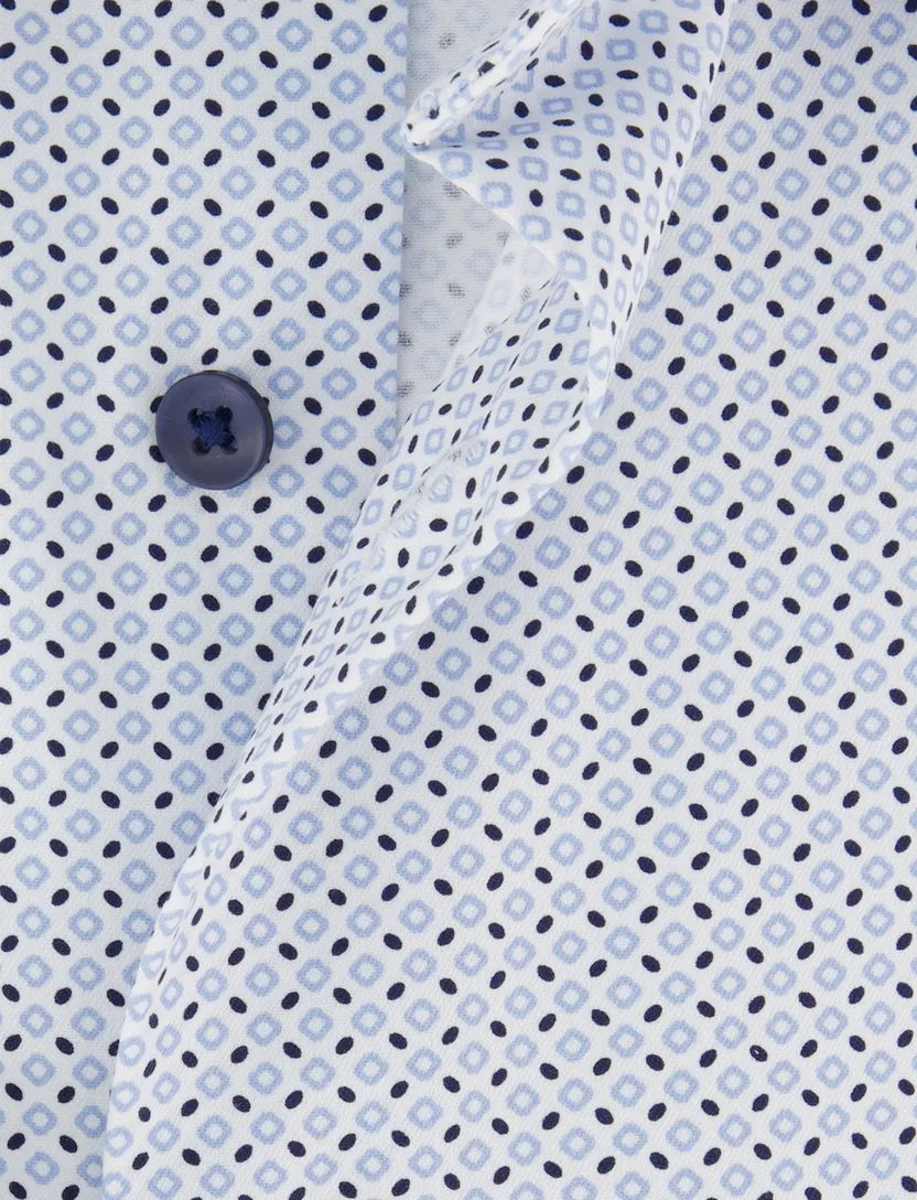 lichtblauw overhemd met print Olymp semi-wide collar normale fit