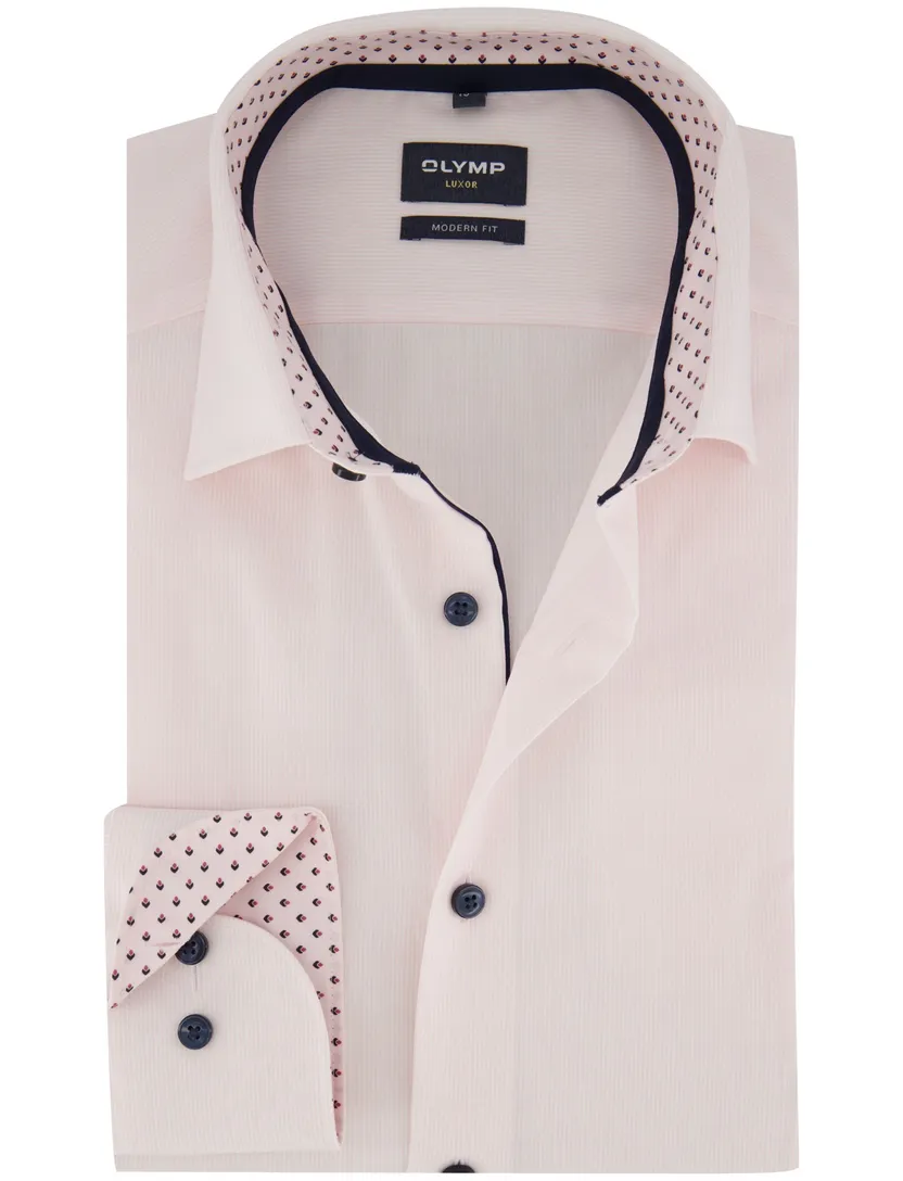Olymp overhemd roze gestreept normale fit semi wide spread boord