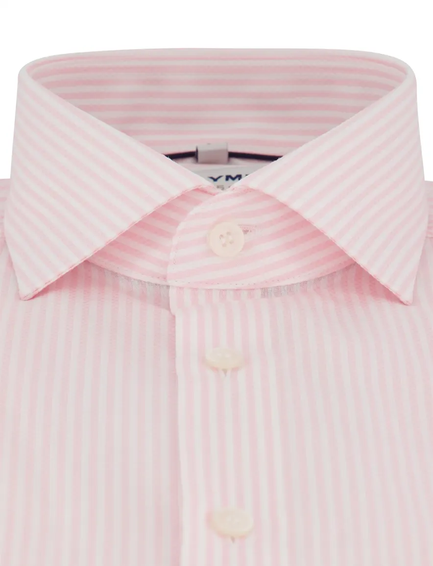 OLYMP Body Fit overhemd roze streep mouwlengte 7