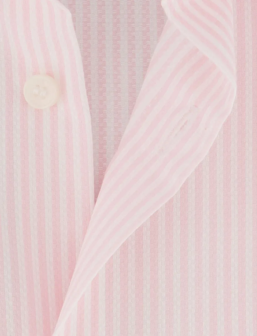 OLYMP Body Fit overhemd roze streep mouwlengte 7