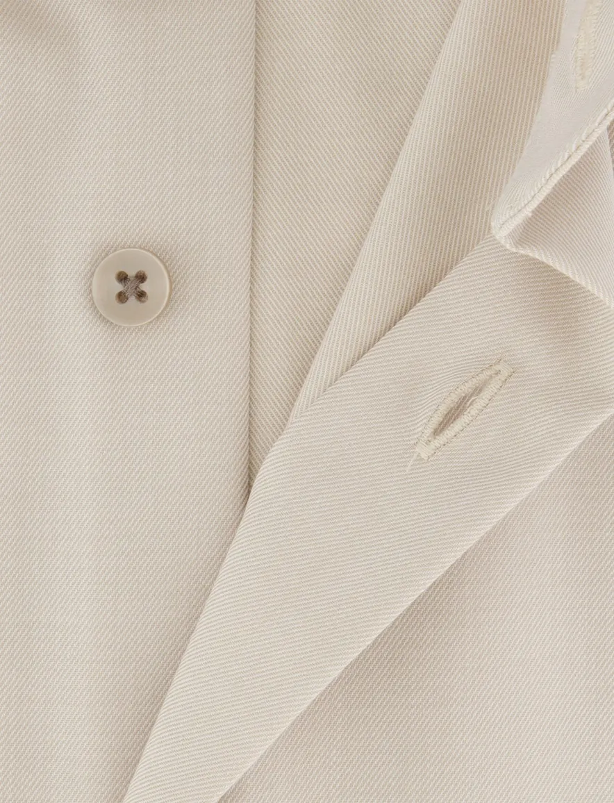 Overhemd korte mouw beige Olymp modern fit strijkvrij 100% katoen