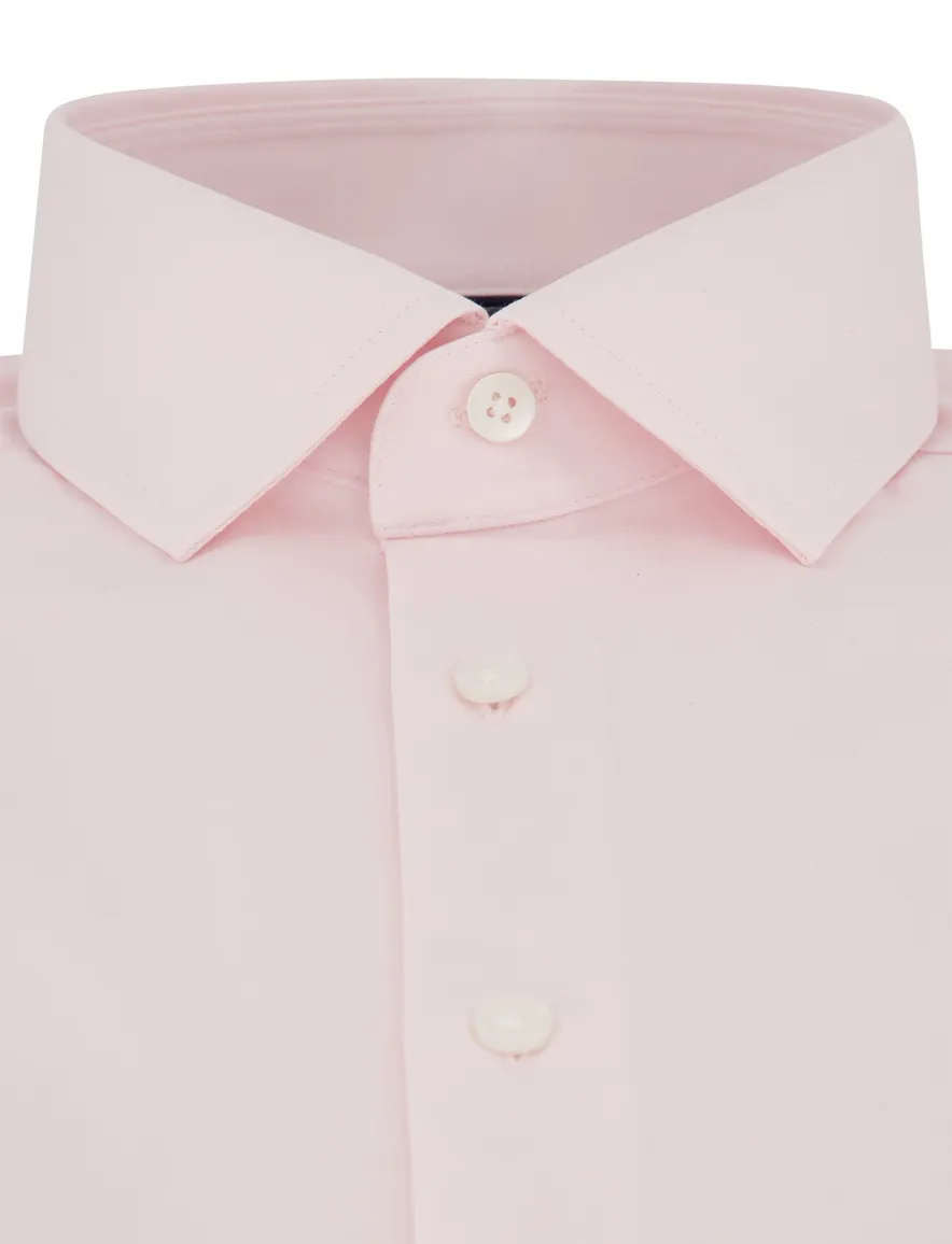 Overhemd korte mouw Olymp roze strijkvrij semi-wide collar