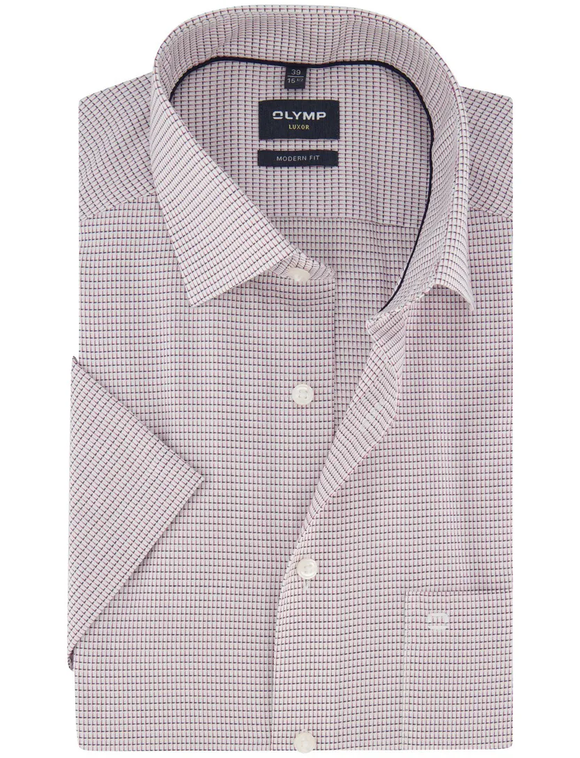 Modern fit Olymp overhemd rood semi-wide collar 100% katoen