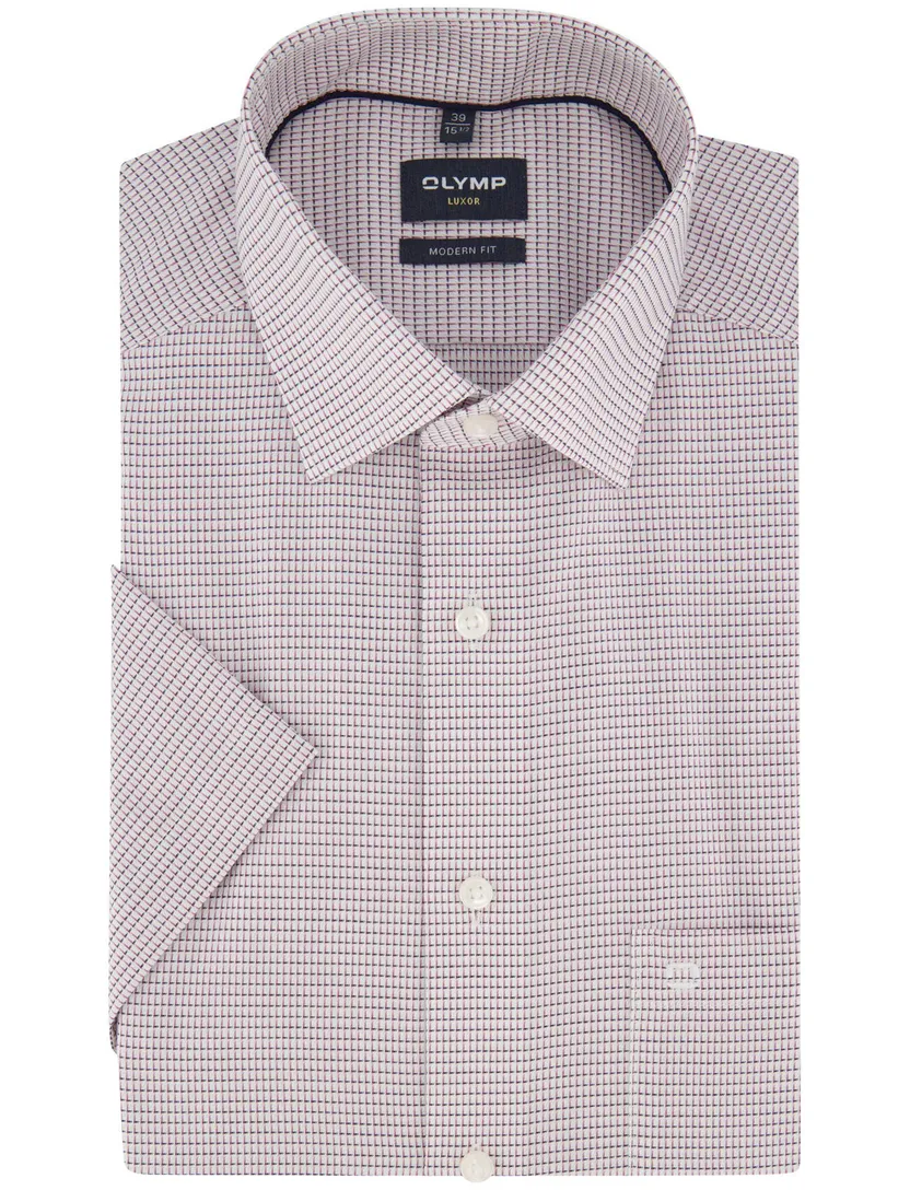 Modern fit Olymp overhemd rood semi-wide collar 100% katoen
