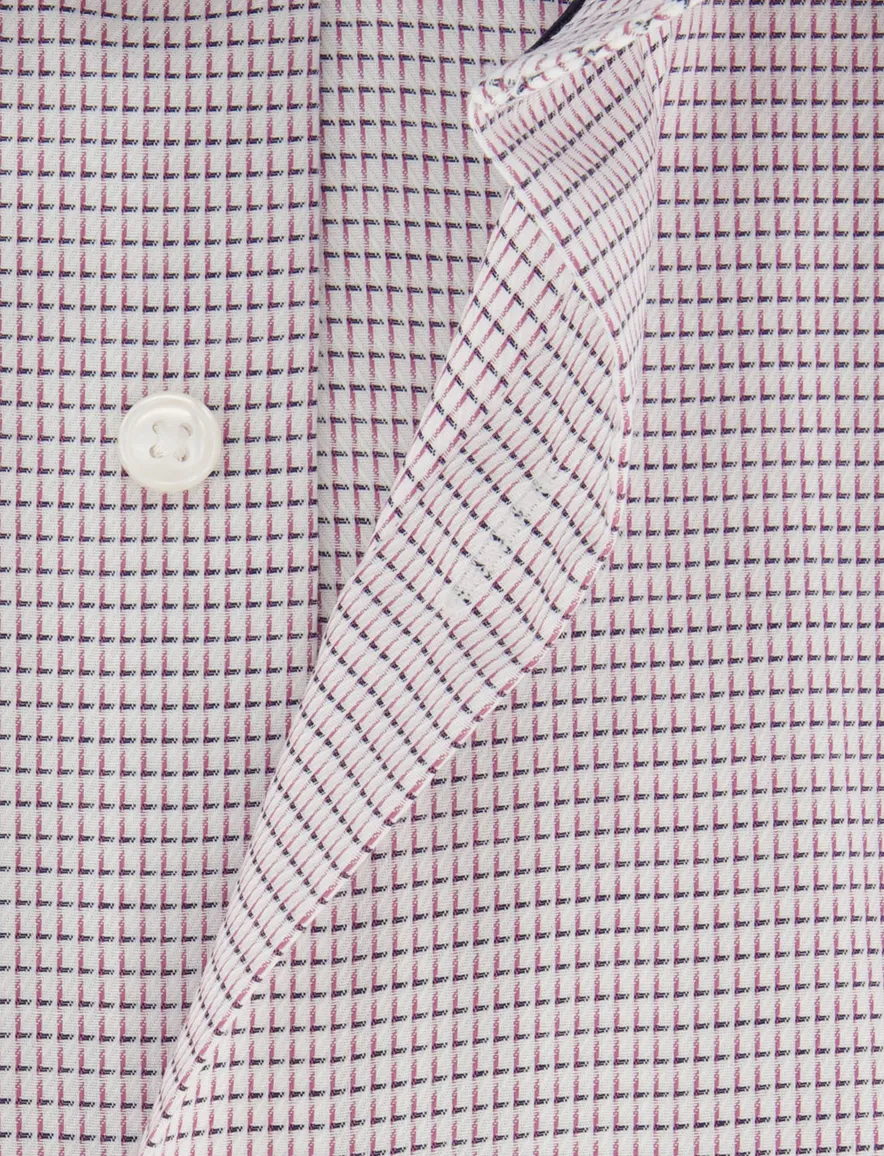 Overhemd rood geprint Olymp korte mouw met borstzak witte knoop
