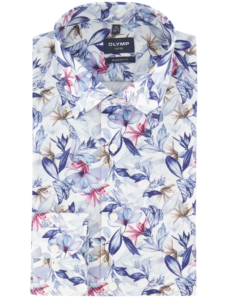 Bloemen printje overhemd Olymp mouwlengte 7