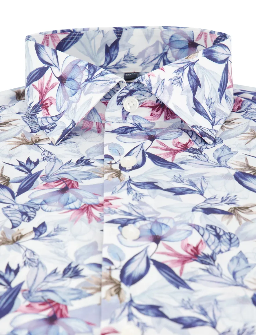 Bloemen printje overhemd Olymp mouwlengte 7