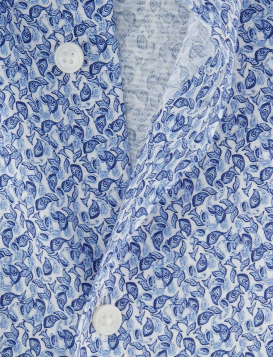 Olymp overhemd blauw geprint modern luxor fit