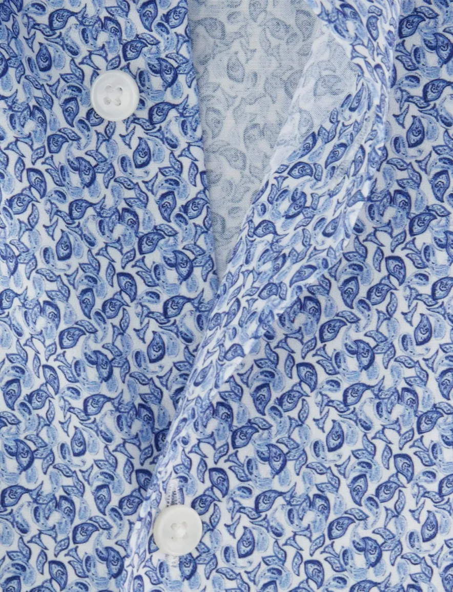 Olymp overhemd Modern Fit mouwlengte 7 blauw print