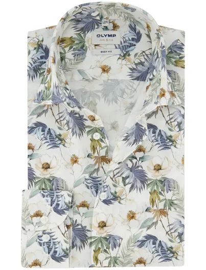 Olymp Mouwlengte 7 casual overhemd OLYMP body fit blauw geprint