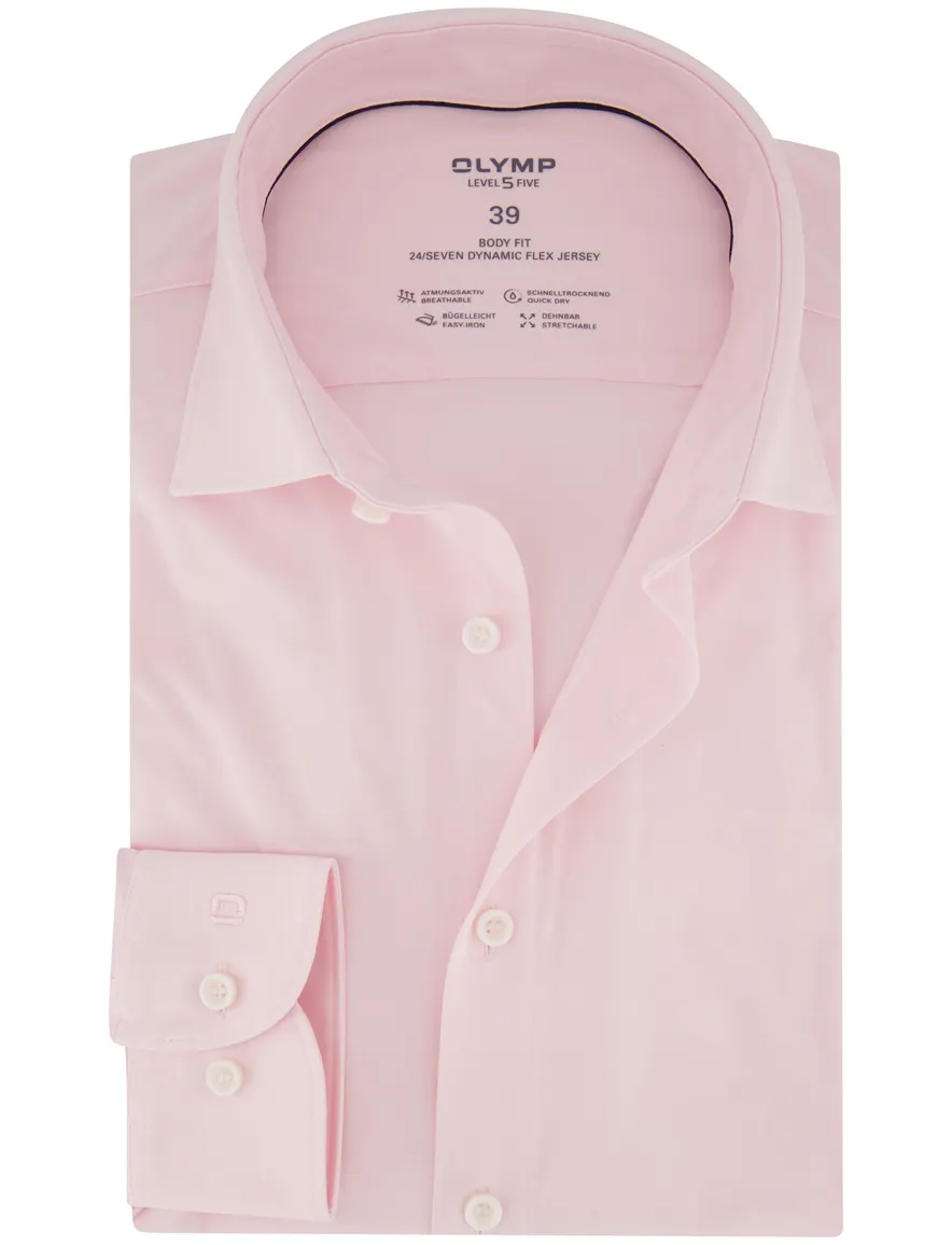 OLYMP Body Fit Overhemd roze jersey