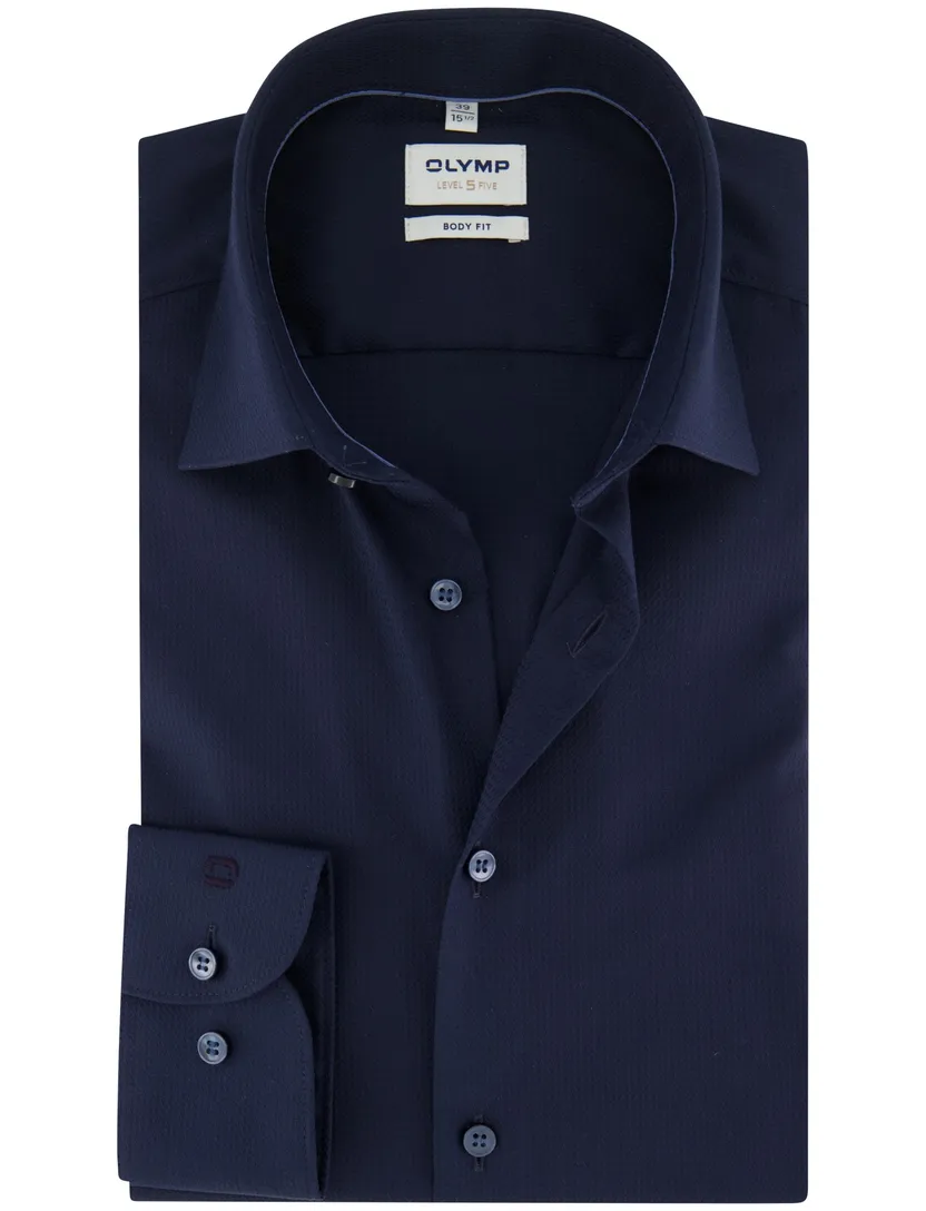Navy overhemd mouwlengte 7 OLYMP Level Five slanke fit stretch