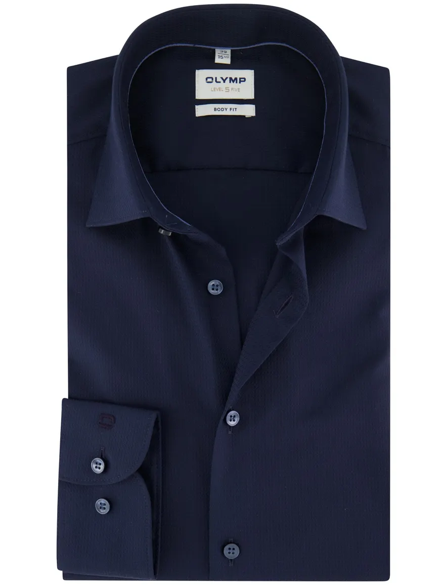 OLYMP Body Fit Overhemd donkerblauw mouwlengte 7