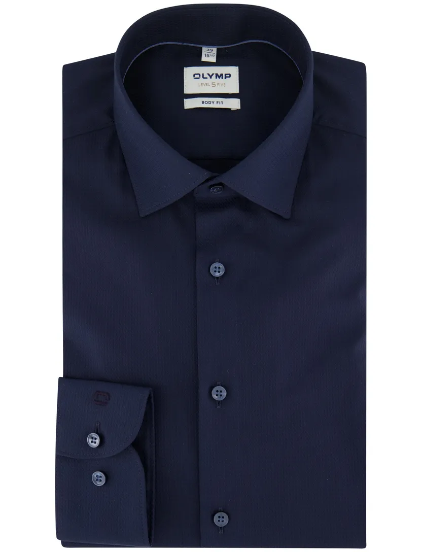 Navy overhemd mouwlengte 7 OLYMP Level Five slanke fit stretch