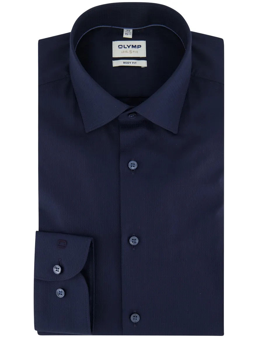 OLYMP Body Fit Overhemd donkerblauw mouwlengte 7