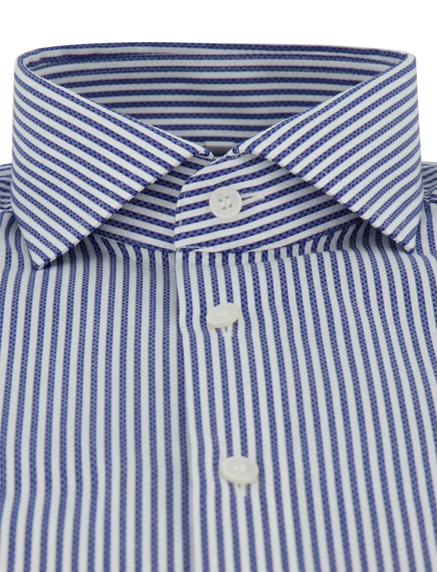 Blauw gestreept mouwlengte 7 overhemd OLYMP Body fit