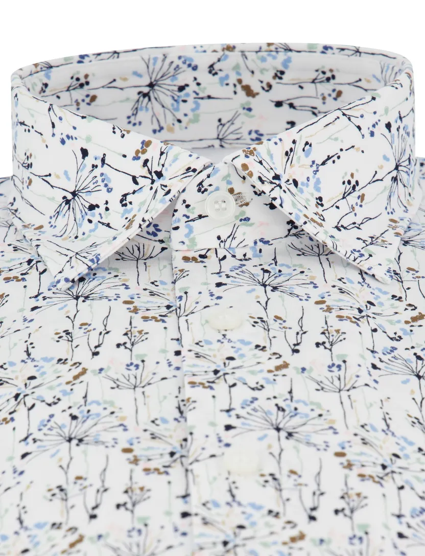 Wit stretch overhemd OLYMP body fit lange mouwen print