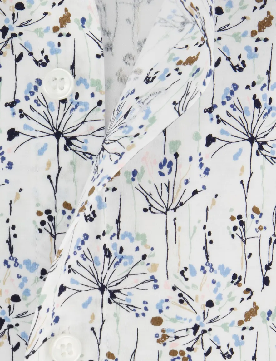 OLYMP Level Five body fit overhemd jersey wit bloemen print