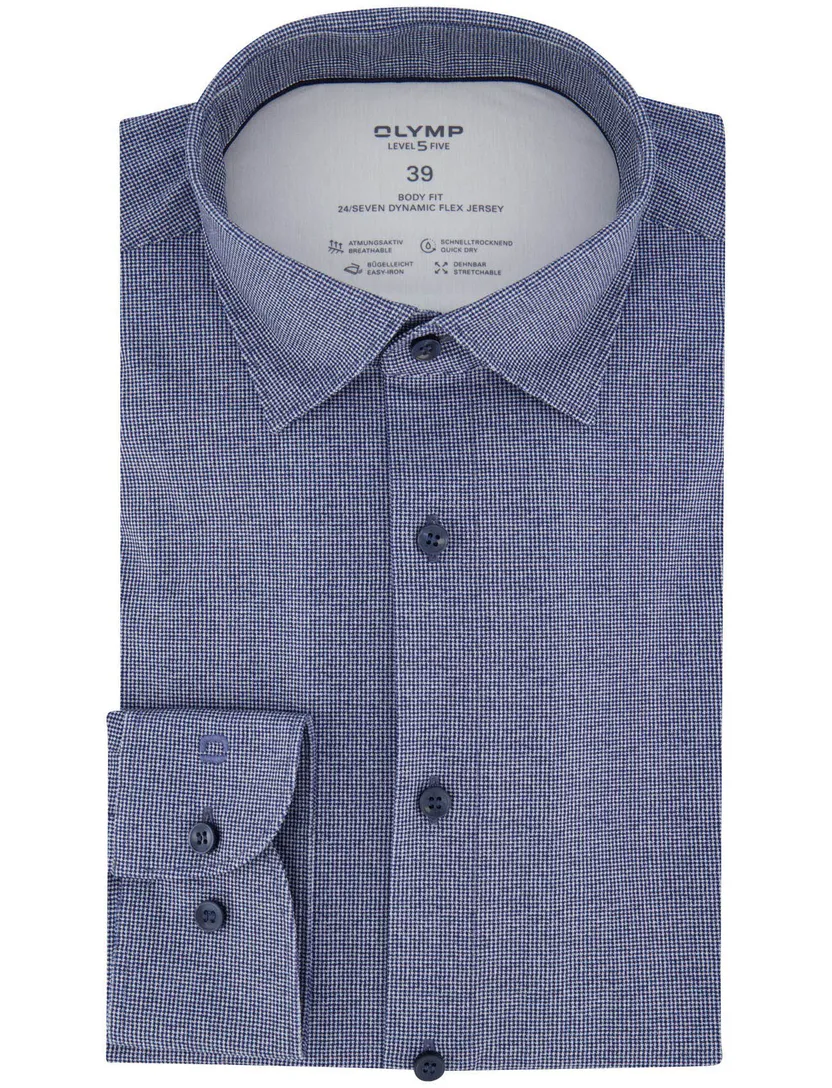 Blauw overhemd OLYMP body fit lange mouwen jersey