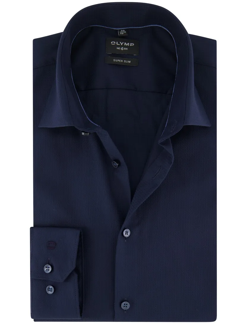 Overhemd super slim fit mouwlengte 7 donkerblauw