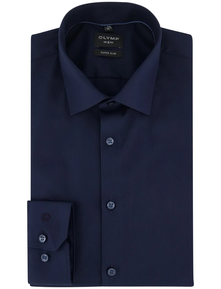 Mouwlengte 7 overhemd OLYMP super slim fit donkerblauw