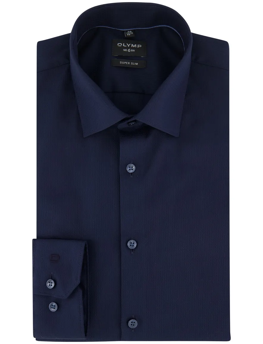 Mouwlengte 7 overhemd OLYMP super slim fit donkerblauw