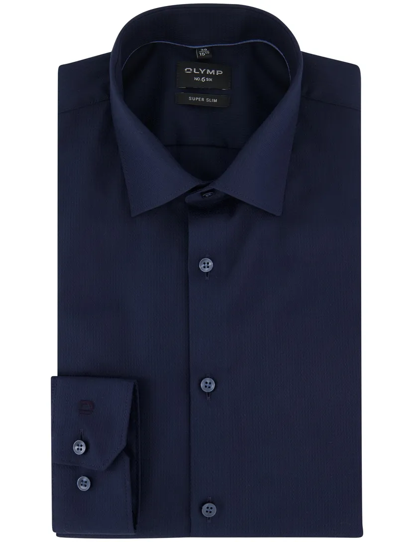 Overhemd super slim fit mouwlengte 7 donkerblauw