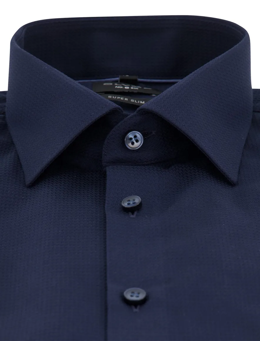 Mouwlengte 7 overhemd OLYMP super slim fit donkerblauw