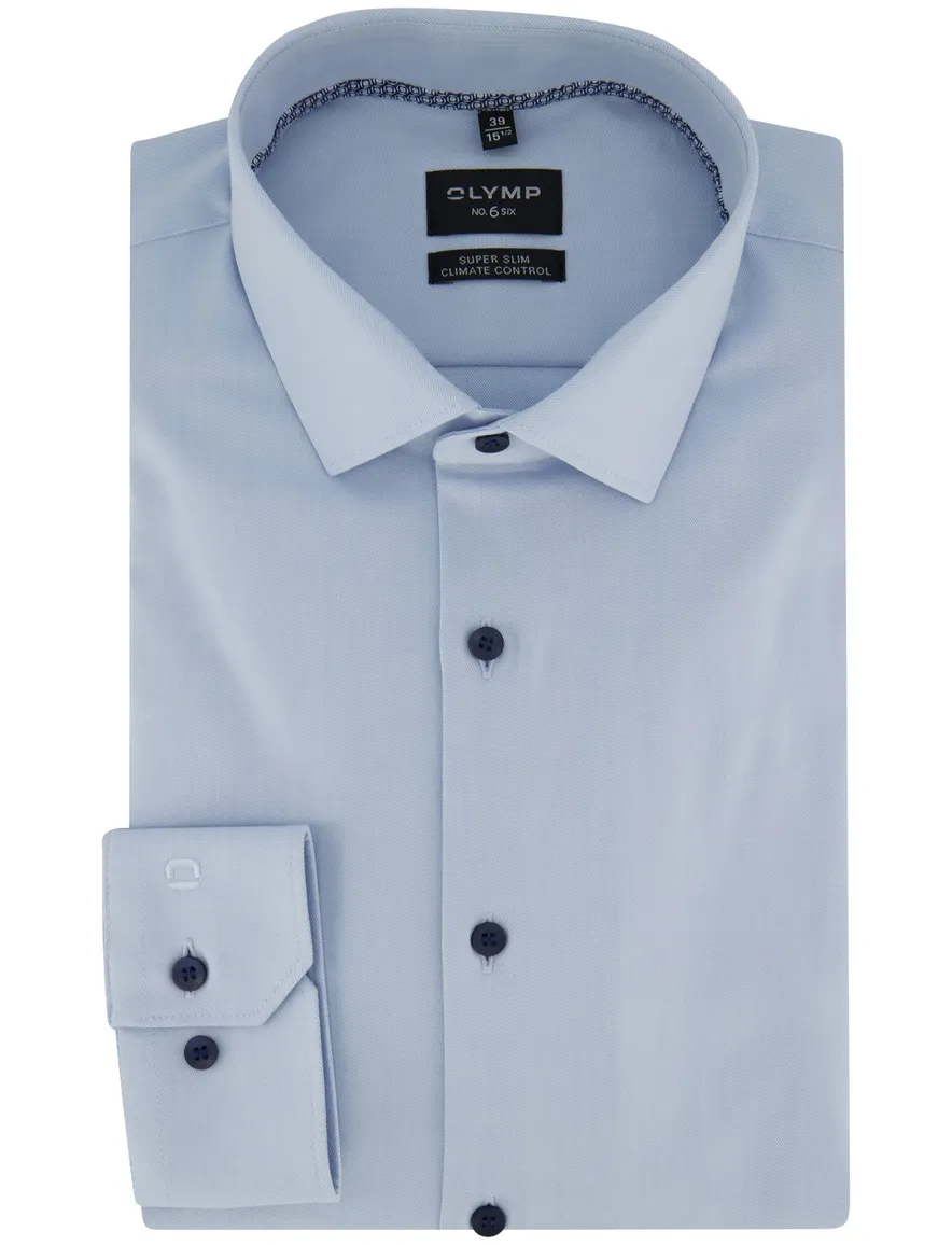 Mouwlengte 7 overhemd OLYMP super slim fit lichtblauw zakelijk