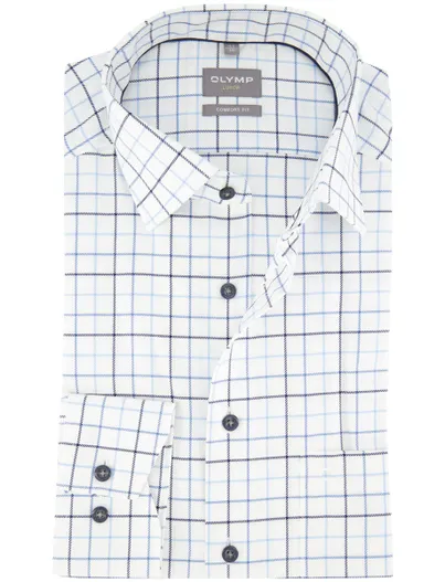 Olymp Overhemd OLYMP Comfort Fit wit blauw geruit
