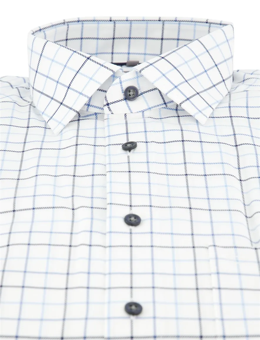 OLYMP Comfort Fit overhemd wit blauwe ruit