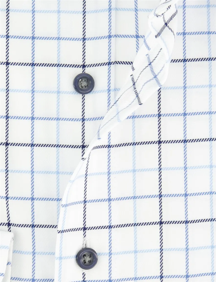 OLYMP Comfort Fit overhemd wit blauwe ruit