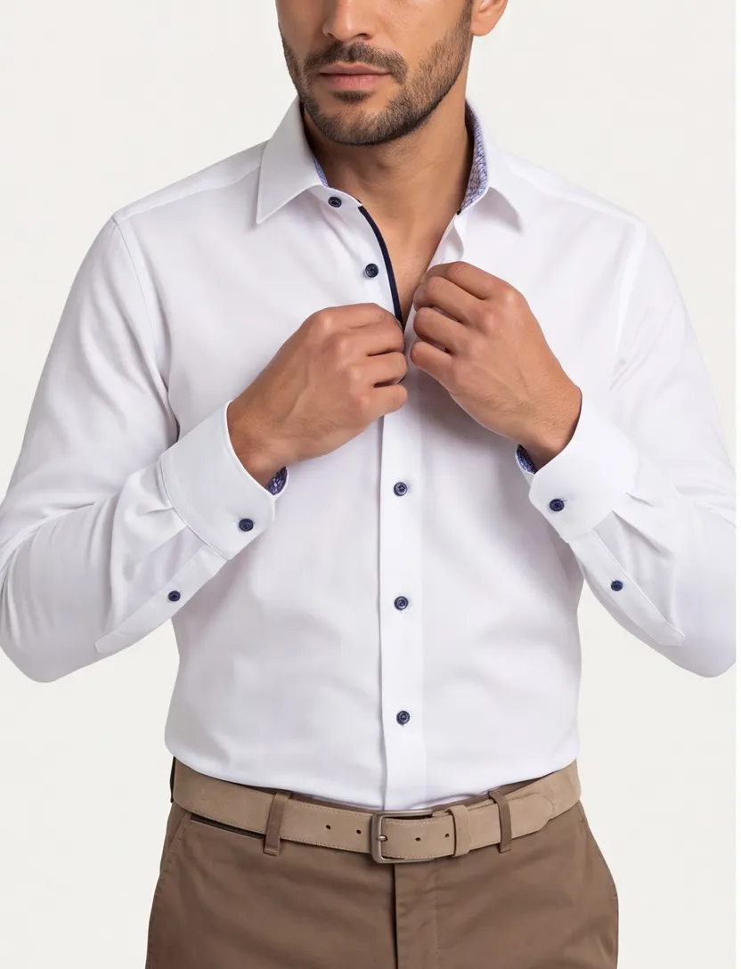 Overhemd Olymp Luxor Comfort Fit wit effen mouwlengte 7
